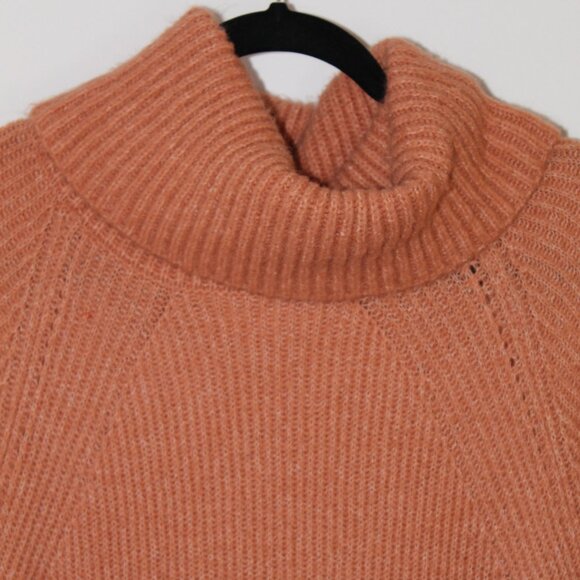 Fable orange/rust-colored chunky knit cowl neck sweater dress L - Picture 3 of 9